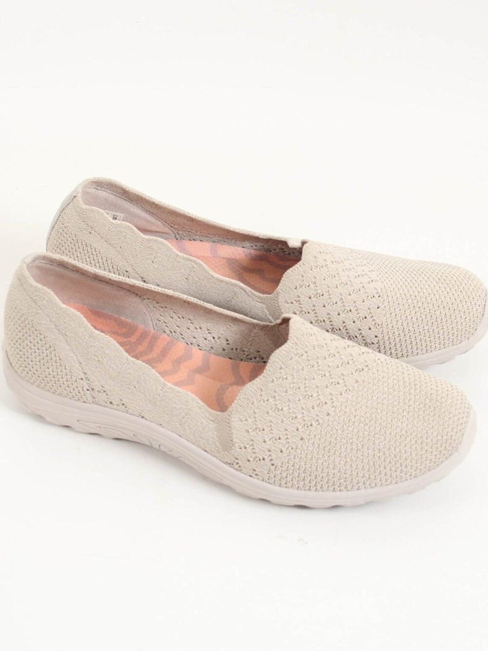Skechers Relaxed Fit Air-Cooled Memory Foam Knit Slip-On Shoes Beige Women's 9
